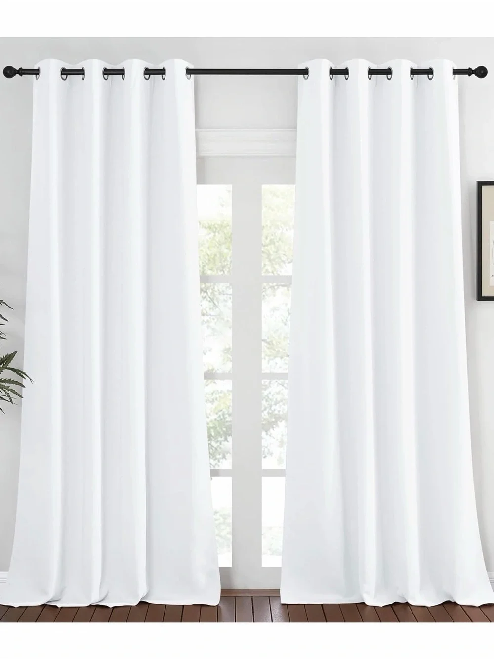 White Grommet Blackout Curtain Panels 52” X 95”